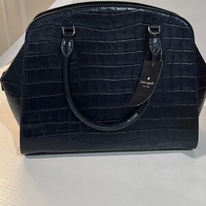 Black Crocodile Embossed Handbag